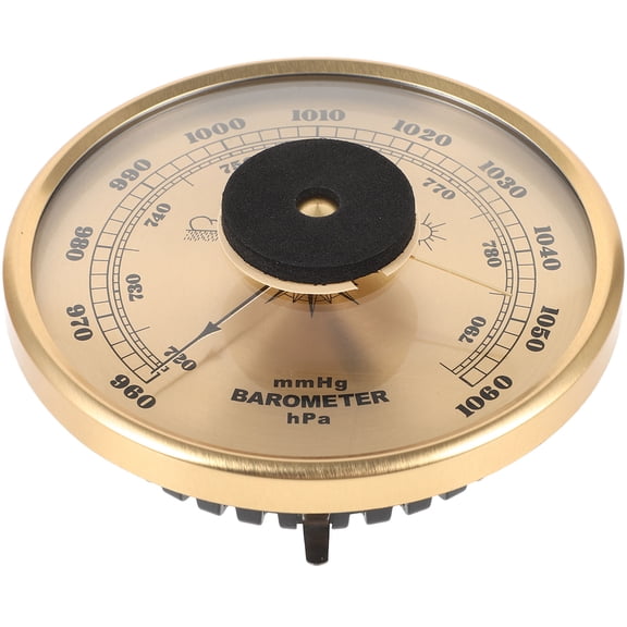 TABLZONE High Precision Golden Metal Barometer for Home Use with Thermometer and Hygrometer