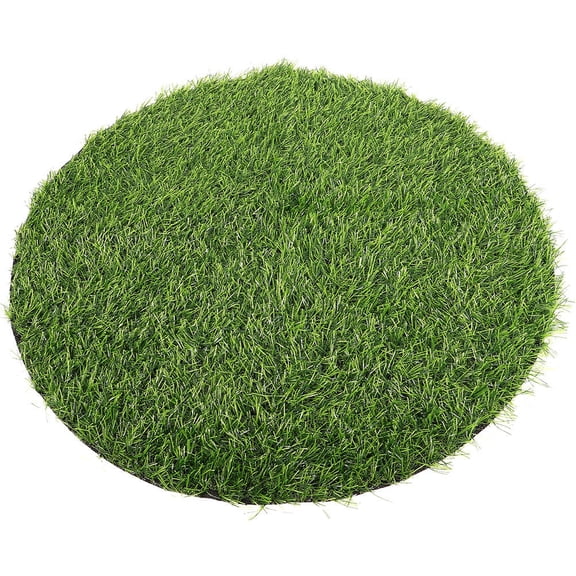 TABLZONE Grass Rug Round Artificial Grass Turf Rug Green Rubber Decorative 1Pcs