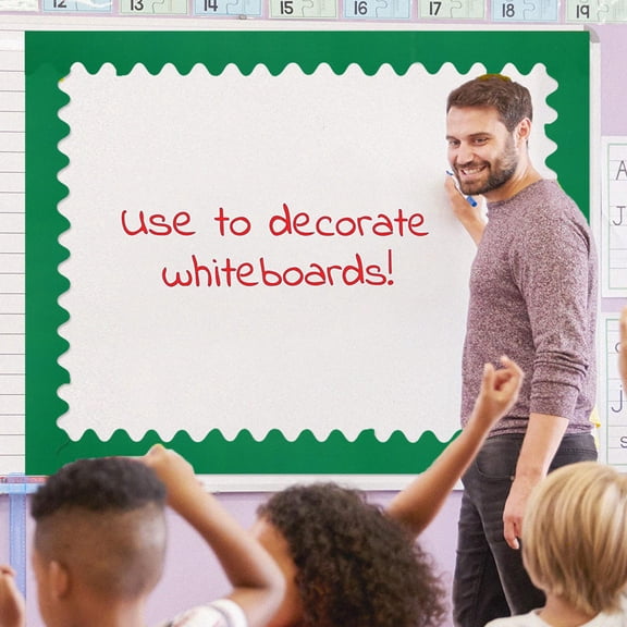 TABLZONE Green Chalkboard Border Trim for Bulletin Board and Wall Decoration in Classroom