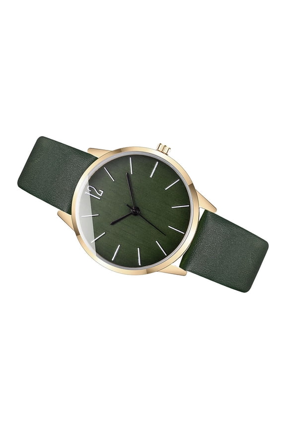 Elegant Women's Watch Green PU Strap Stylish Analog Quartz Timepiece 1 Set