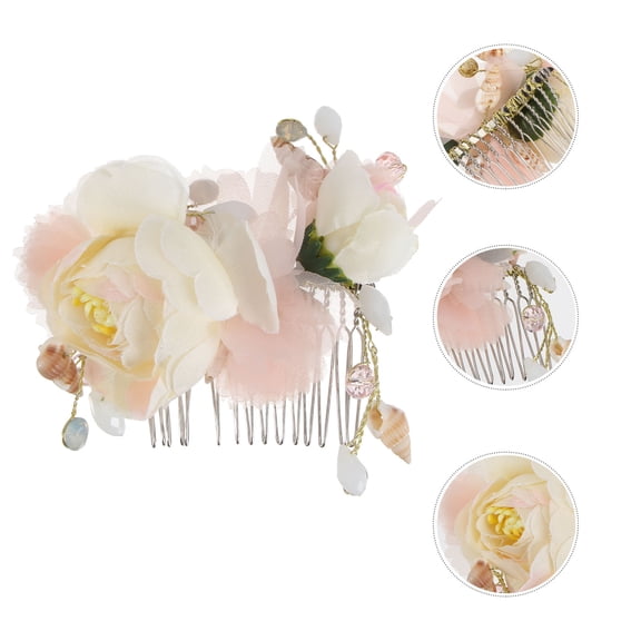TABLZONE Bridal Hair Comb Decorative Hair Styling Accessory for Women Silk Yarn 1Pcs