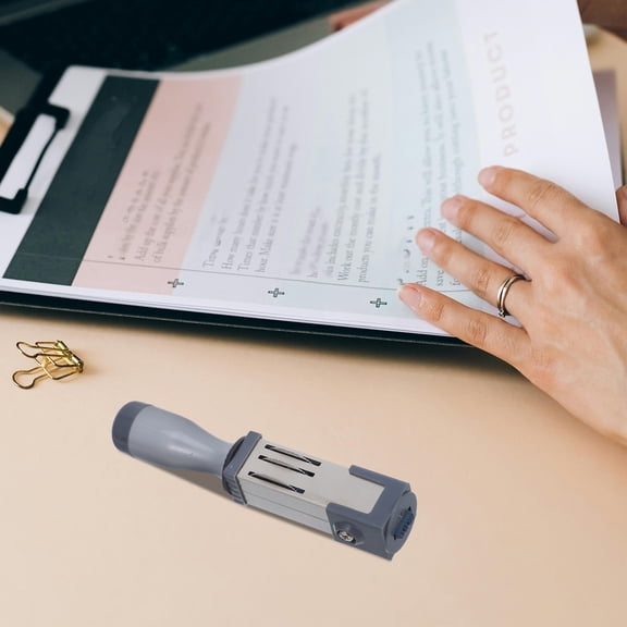 TABLZONE Handheld Date Stamp Portable Self Inking Multi Use for Labels Certificates and Documents Light Grey