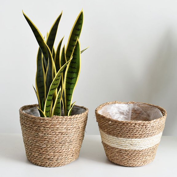 TABLZONE Woven Flower Basket Plant Holder for Home Decor, Stylish Storage Basket for Indoor Outdoor Plants