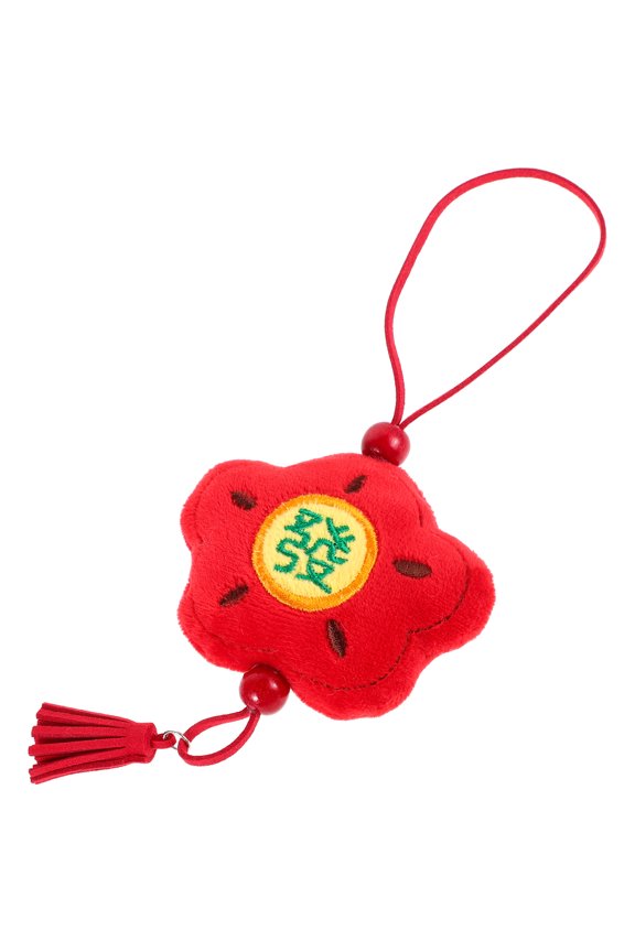 Handmade Red Chinese Knot Keychain with Tassel, Symbol Pendant, Cloth Material, 1 Pack