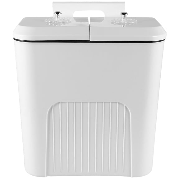 TABLZONE Dual Compartment Wall-Mounted Kitchen Trash Can, White Plastic Hanging Waste Bin for Efficient Kitchen Organization