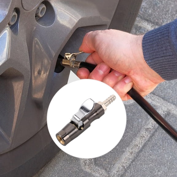 TABLZONE Heavy Duty Locking Air Chuck Tire Inflator with Built-in Air Pressure Gauge for Car Truck 1 Set