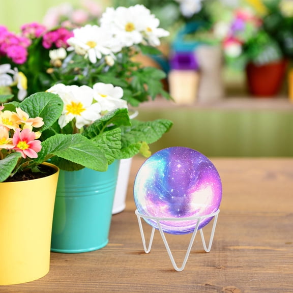 TABLZONE Metal Flowerpot Holder Stand White with Decorative Lattice for Garden Gazing Balls