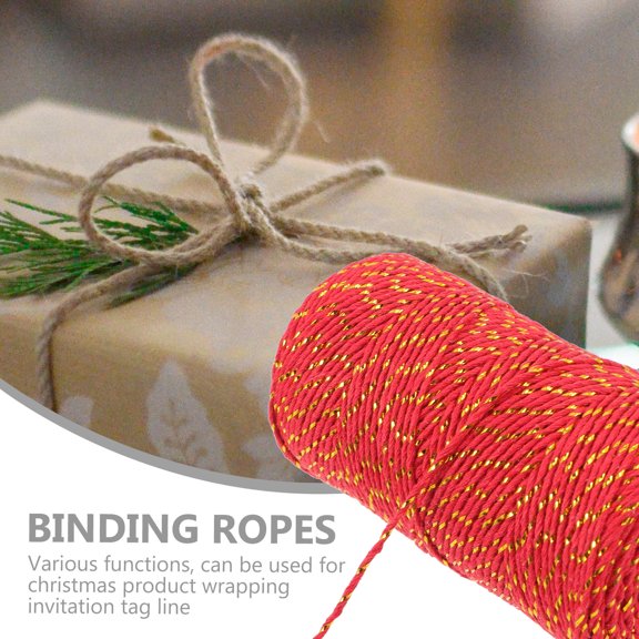 TABLZONE red cotton rope With Metallic Thread, 100 Meters Wrapping Supply Set Of 2 Bundles