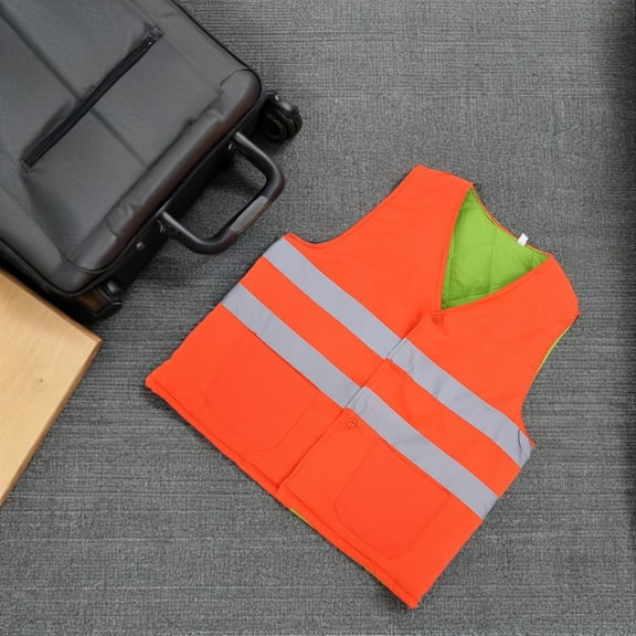 TABLZONE High Visibility Orange Reflective Insulated Safety Vest for Winter Outdoor Work