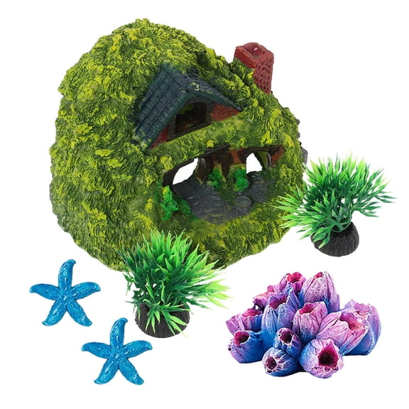 TABLZONE Hobbit Inspired Aquarium House Fish Hideout Decoration Assorted Color Durable Resin for Fish and Shrimp 4.5 Inch