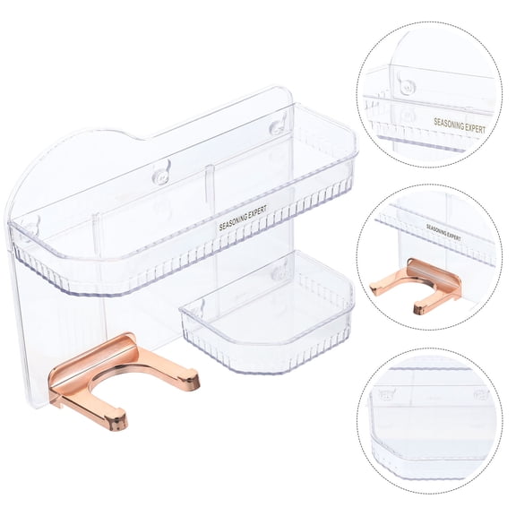 TABLZONE Punch-Free Transparent Bathroom Organizer Rack with Hook for Home Toiletries Storage