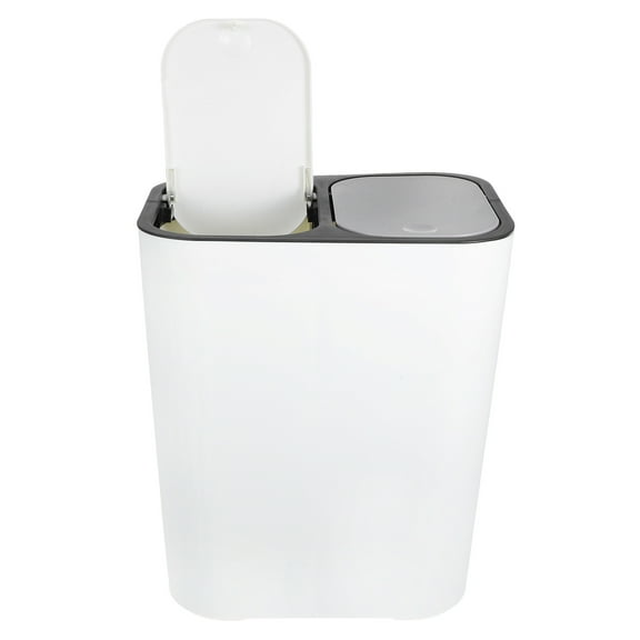 TABLZONE Dual Bin White Home Trash Can, Push-to-Open, Neat and Organized, PP Material