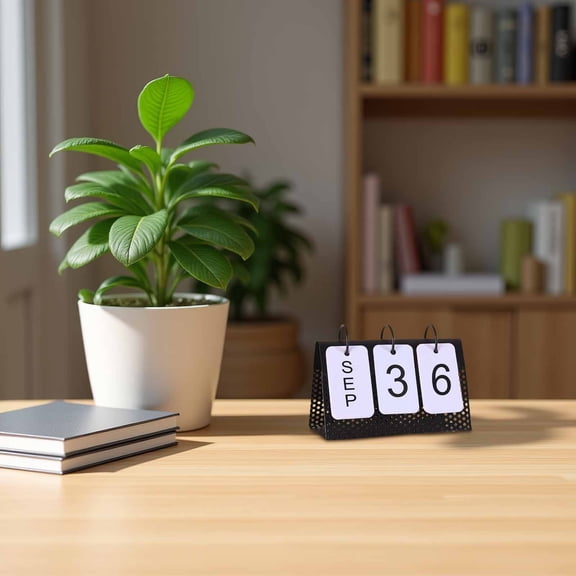 TABLZONE Iron Frame Calendar Frame Black Metal Perpetual Desk Calendar Office Home Decor