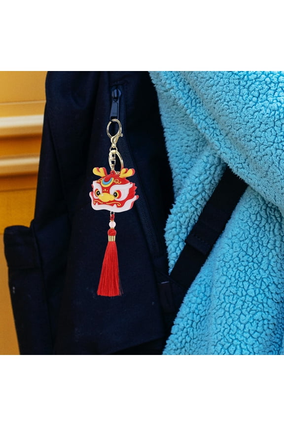 Dragon Key Ring with Silicone and Zinc Alloy Unique Red Bag Charm Pendant