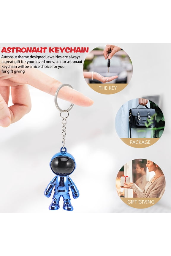 Astronaut Keychain Blue Alloy Decorative Metal Pendant for Bag and Backpack