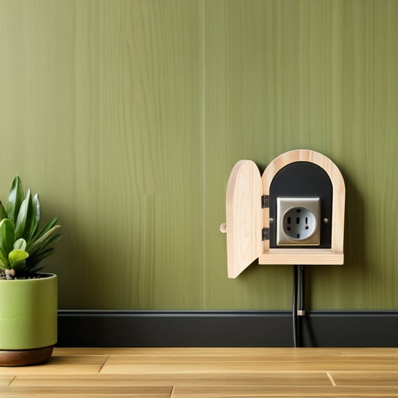 TABLZONE Wooden Door Shaped Light Switch Cover Plate for Wall Protection