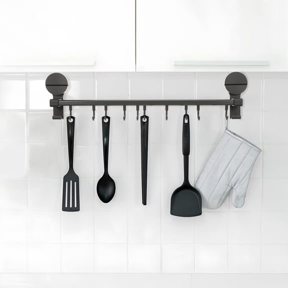 TABLZONE Stainless Steel Kitchen Wall Hooks No Punch Hanging Rack for Utensils Grey