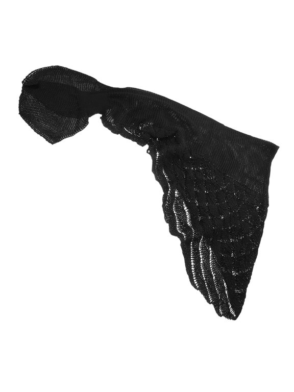 Black Knitted Hollow Shawl Wrap with Faux Collar, Versatile Neckline Scarf for Casual and