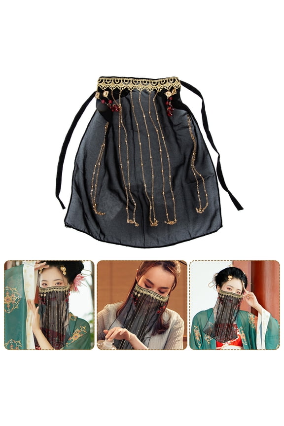 Lady Face Veil 1Pcs Black Chiffon Sun Protection Photo Shoot Women