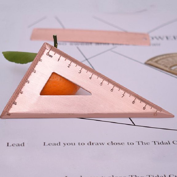 TABLZONE Light Brown Copper Triangle Ruler, Tool for Students, Architects, Engineers, and Professionals