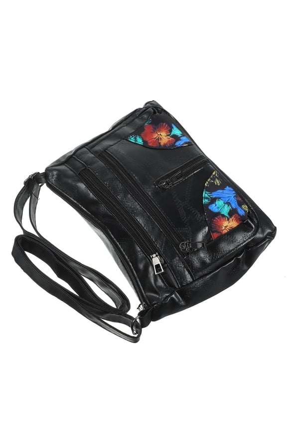 Black Shoulder Purse for Women, Fashion Handbag with Zippered Makeup Organizer, Stylish and Practical