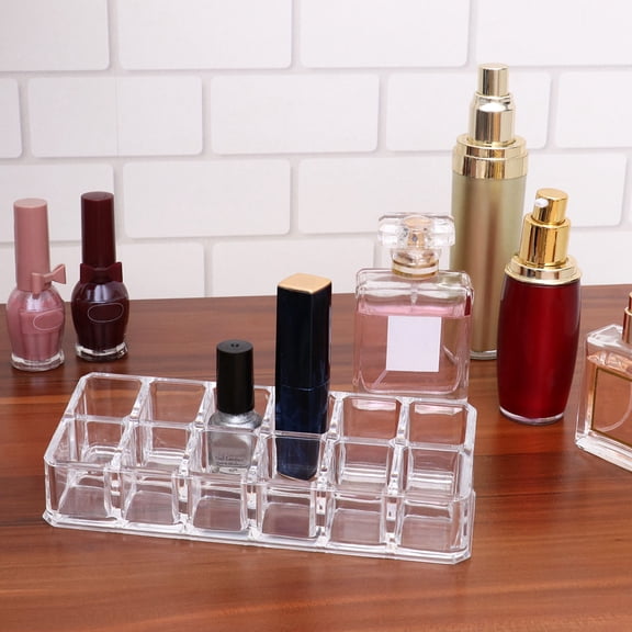 TABLZONE Lipstick Display Rack Transparent Plastic Organizer with 12 Compartments for Cosmetics