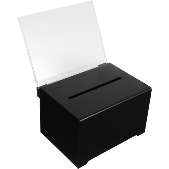 TABLZONE Secure Black Voting Box with Lock and Slot for Donation and Letter Collection
