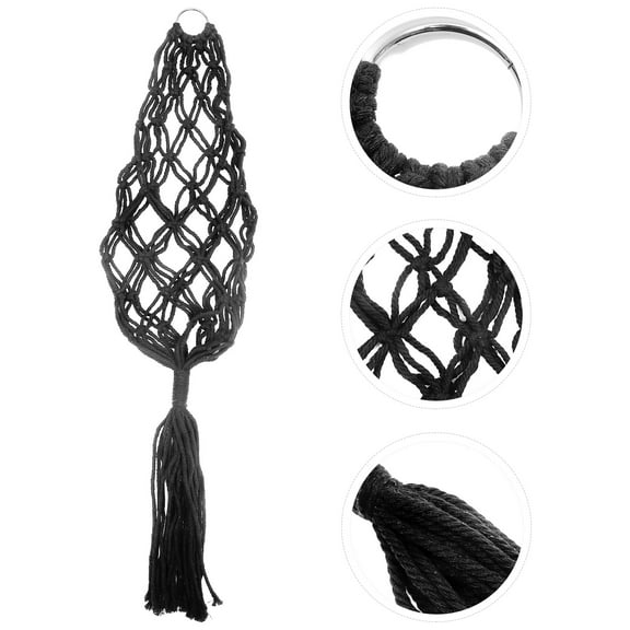 TABLZONE Macrame Hanging Fruit Basket, Round Cotton Suspended Storage Organizer for Kitchen and Home, 1 Set