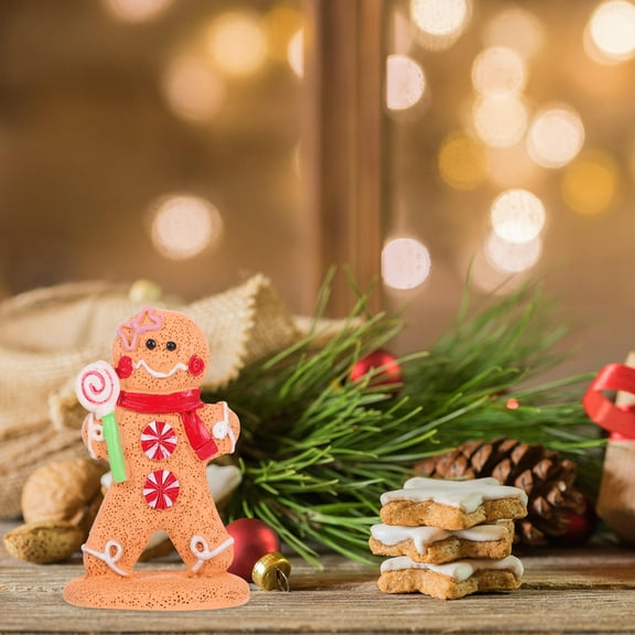 TABLZONE Handmade Multi-Color Resin Gingerbread Man Christmas Ornament for Holiday Table Decoration