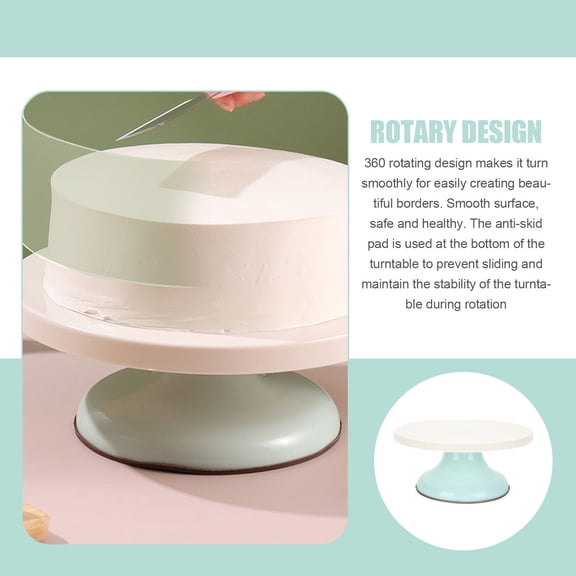 TABLZONE White Cake Turning Stand Plastic Revolving Cake Platform for Decorating