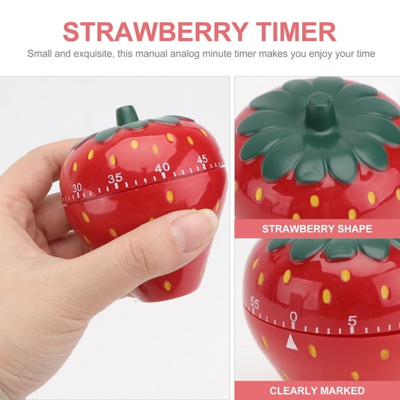 TABLZONE Kitchen Strawberry-Shaped Timer, Red Plastic and Metal, 1 Piece, Decorative and Functional Cooking Timer