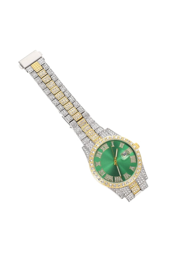 Men's Quartz Wristwatch with Green Dial, Stainless , Glass Lens, Stylish Business and Casual Watch