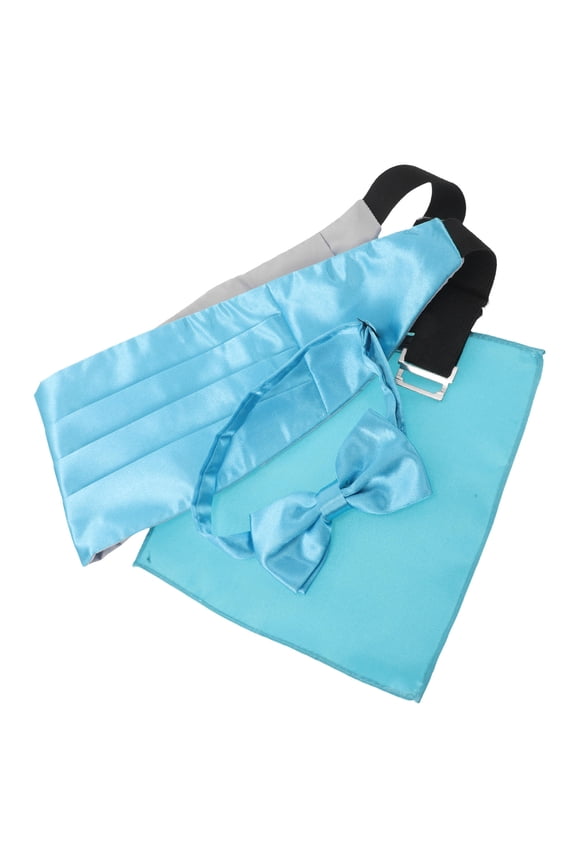 Men's Tuxedo Accessory Set with Bow Tie, Pocket Square, and Cummerbund for Weddings, Events, and Formal Occasions
