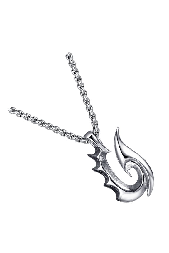 Punk Necklace for Men Flame Pendant Hip-Hop Stainless Steel Neck Chain