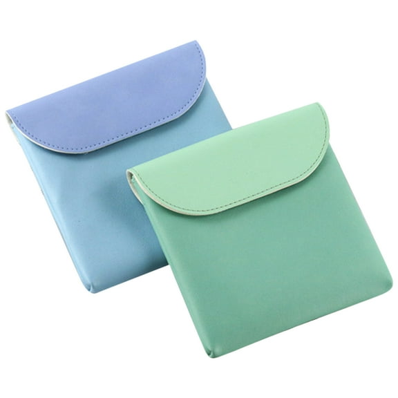 TABLZONE 2pcs Pad Storage Pouch Travel Menstrual Pad Bag PU Assorted Colors for Women Daily Use
