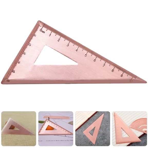 TABLZONE Metal Engineering Ruler Drafting Triangle Copper Light Brown for Students 1Pack