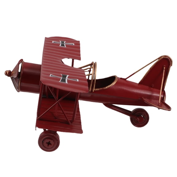 TABLZONE Vintage Iron Airplane Model Biplane Red 1Pack