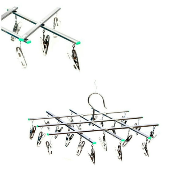 TABLZONE Metal Round Sock Drying Rack Space Saver Clothes Pegs with Swivel Hooks Easy Storage Laundry Hanger
