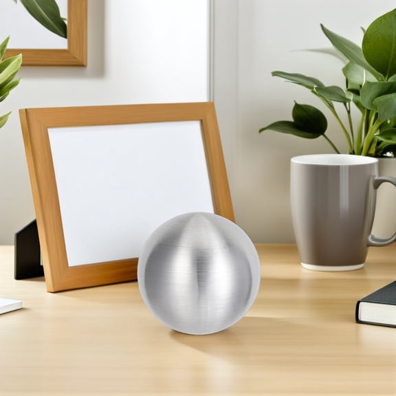 TABLZONE Metal Sphere Decor Plated Silver Stainless Steel Garden Globe with Smooth Rounded Edges