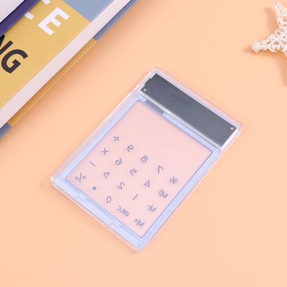 TABLZONE Portable Transparent Touch Screen Calculator Solar Powered Lightweight Blue Design