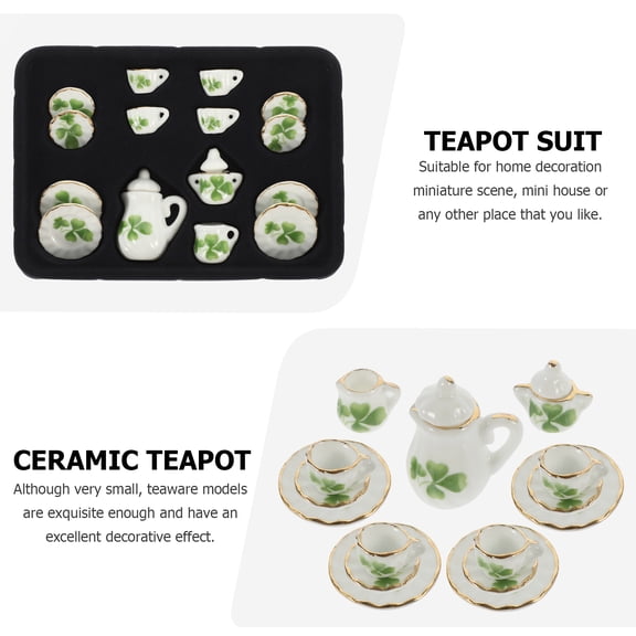 TABLZONE Mini Ceramic Tea Cup Set Model Accessory for Dollhouse, 1 Set of Detailed Miniature Cups