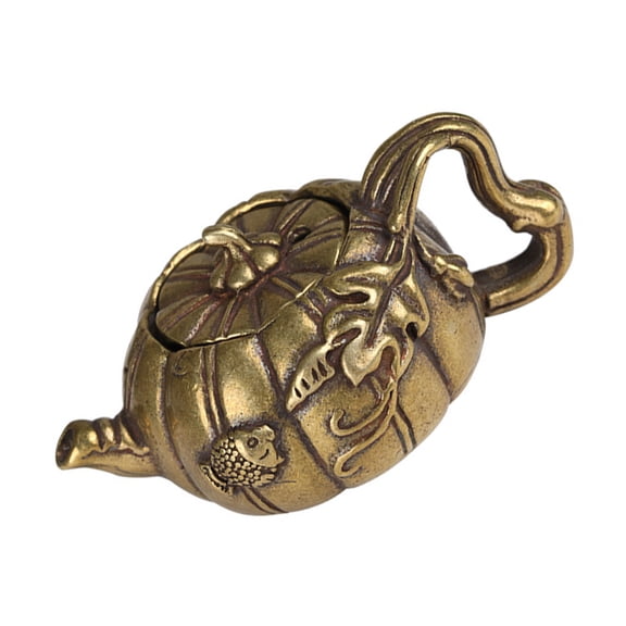 TABLZONE Brass Teapot Shaped Decorative Shelf Ornament for Living Room Desktop, Elegant Home , 1 Piece