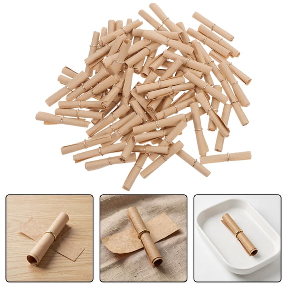 TABLZONE Mini Writable Kraft Paper Scrolls, 400 Count Blank Message Strips for Notes, Weddings and Crafts