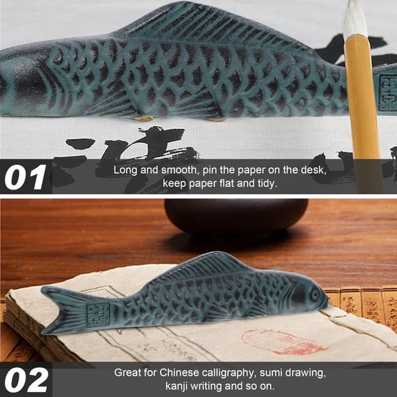 TABLZONE Multi Color Carp Shape Paper Weight for Calligraphy and Painting Decor