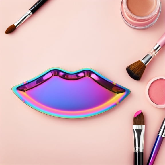 TABLZONE Multi-Color Lip-Shaped Metal Vanity Organizer, Stylish Desktop Accessory for Makeup Storage, Easy to Clean