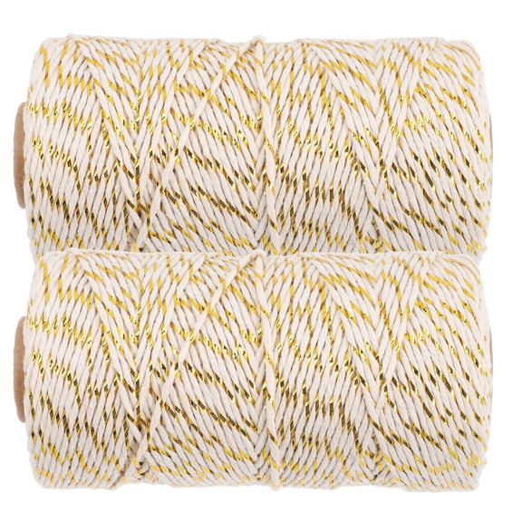 TABLZONE 2 Bundles Packing Ribbon Cotton Rope Beige for Wrapping Material Holiday Decorations