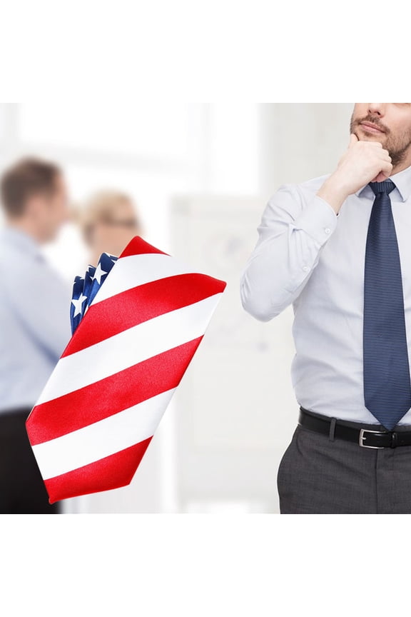 Multi Color Polyester Silk Tie with Distinctive Flag Printing for Casual Festivals and Events