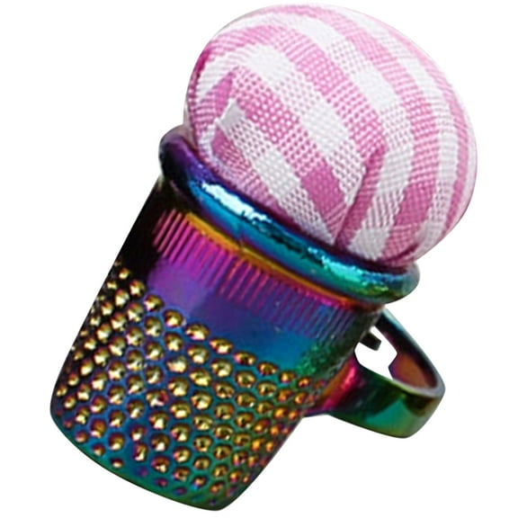 TABLZONE Multi-Color Thimble Sewing Needle Cushion with Cotton and Metal for Home Sewing Use