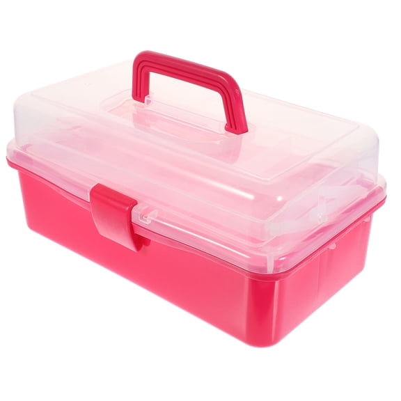 TABLZONE Multi Function Rosy Plastic Nail Art Tool Storage Box Portable Organizer with Handle Safe to Use