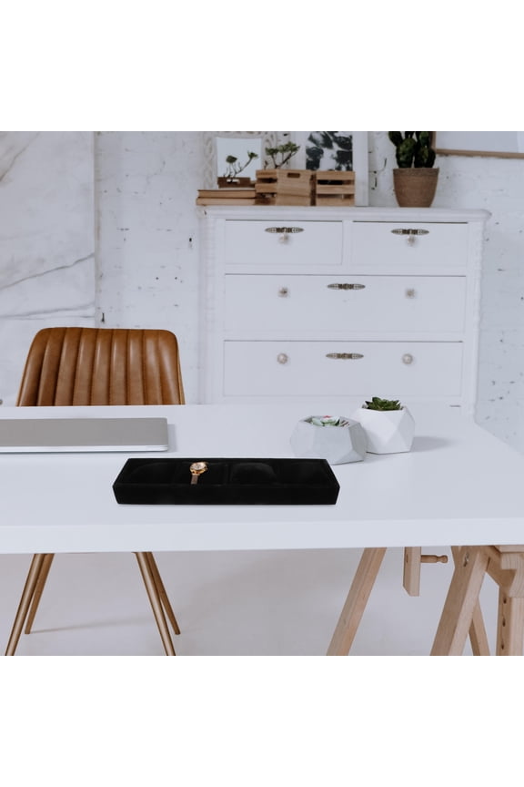 Black Single Layer Watch and Bracelet Storage Box with Fabric for Display and Organization